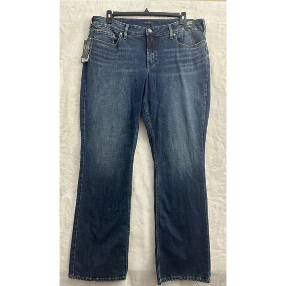 NWT Silver Suki Slim Boot Cut Jeans 20W L33 Curvy Mid Rise - Picture 1 of 10